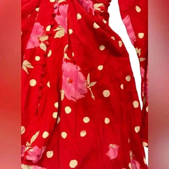 NWT FREE PEOPLE Red Date Night Mini Dress in Strawberry Combo Medium - Picture 2 of 11